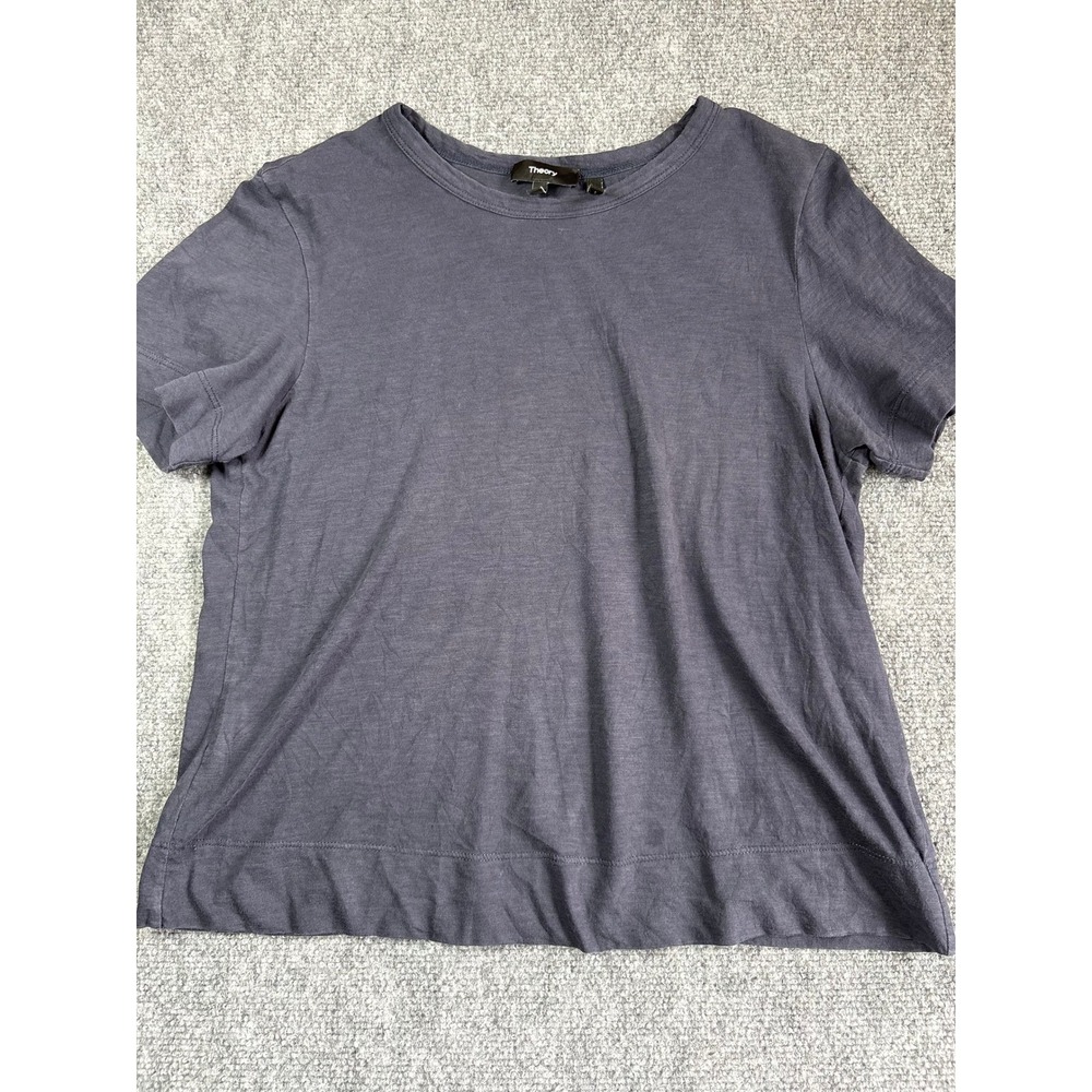Theory Women's L Charcoal Gray Short Sleeve Crew Neck T-Shirt Relaxed Fit